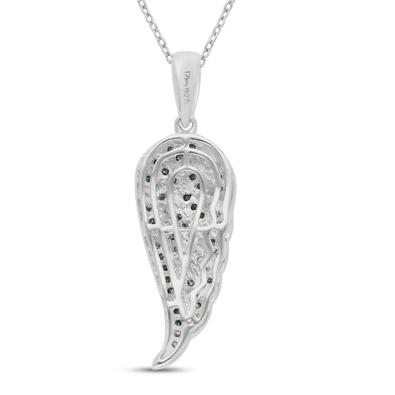 Blauer Diamant Anhänger mit Kette 50 cm 925 Silber platiniert ca. 0,25 ct
