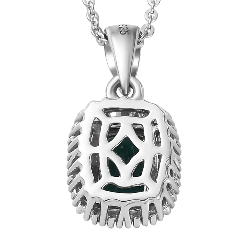 Natürlicher Grandidierit und weißer Diamant-Anhänger mit Kette, 925 Silber platiniert ca. 1.61 ct