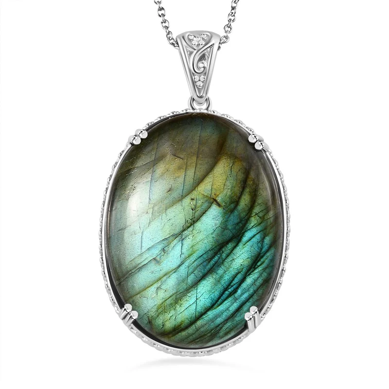 Labradorit Schmuckset Edelstahl ca. 72.85 ct
