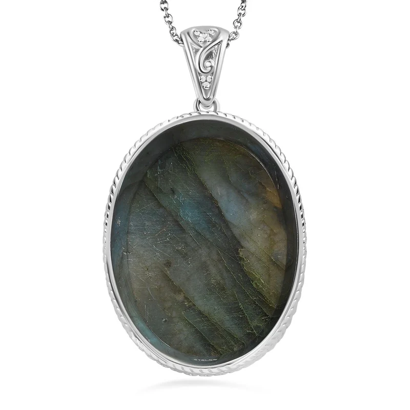 Labradorit Schmuckset Edelstahl ca. 72.85 ct