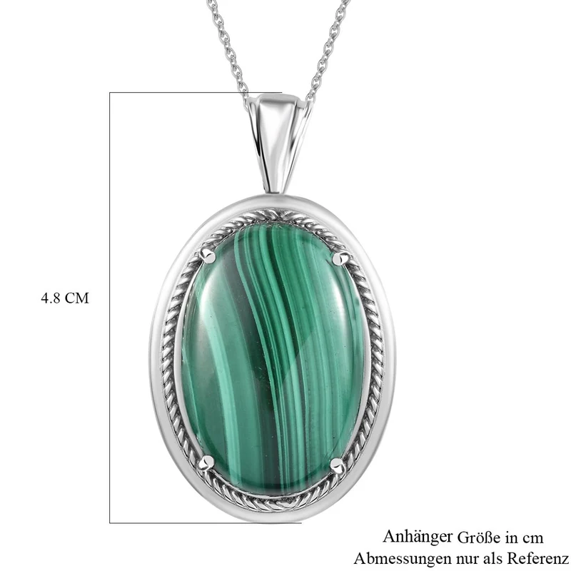 Malachit Anhänger mit Kette, Edelstahl ca. 38.74 ct