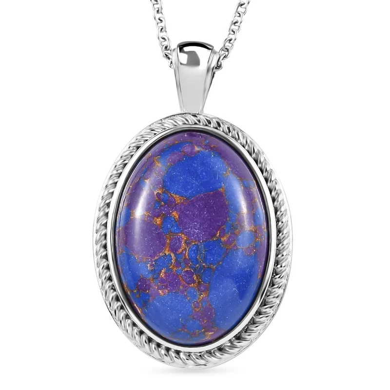 Grüner Onyx Anhänger mit Kette, Edelstahl, ca. 22.67 ct