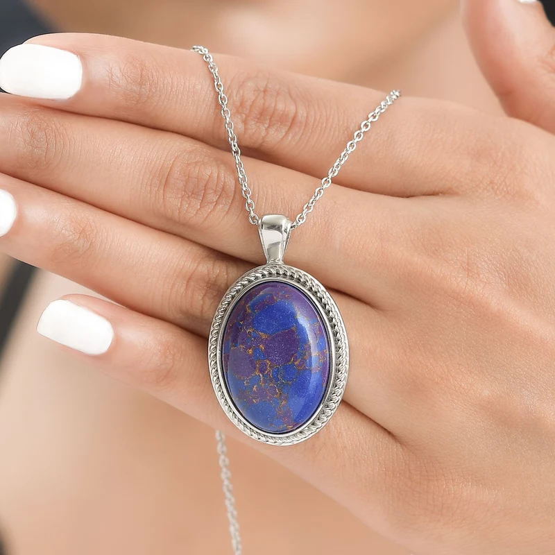 Grüner Onyx Anhänger mit Kette, Edelstahl, ca. 22.67 ct