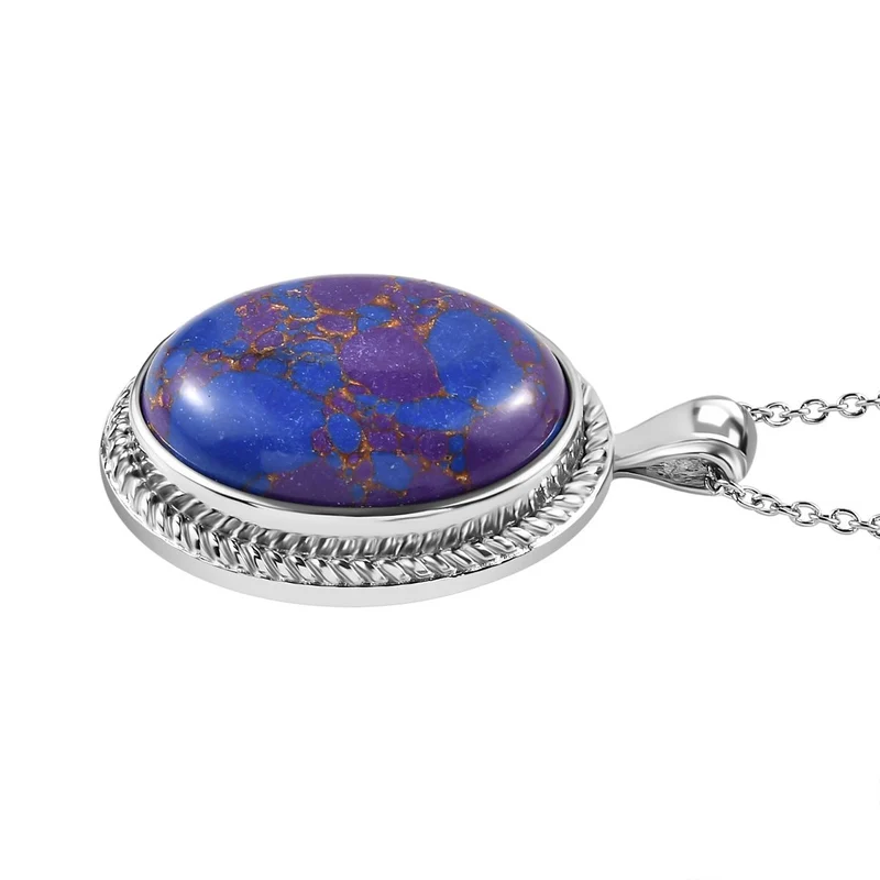 Grüner Onyx Anhänger mit Kette, Edelstahl, ca. 22.67 ct
