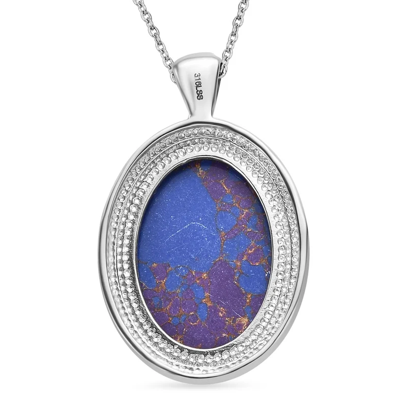 Grüner Onyx Anhänger mit Kette, Edelstahl, ca. 22.67 ct