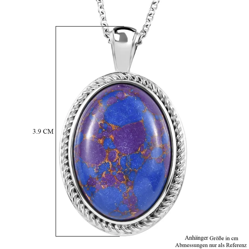 Grüner Onyx Anhänger mit Kette, Edelstahl, ca. 22.67 ct