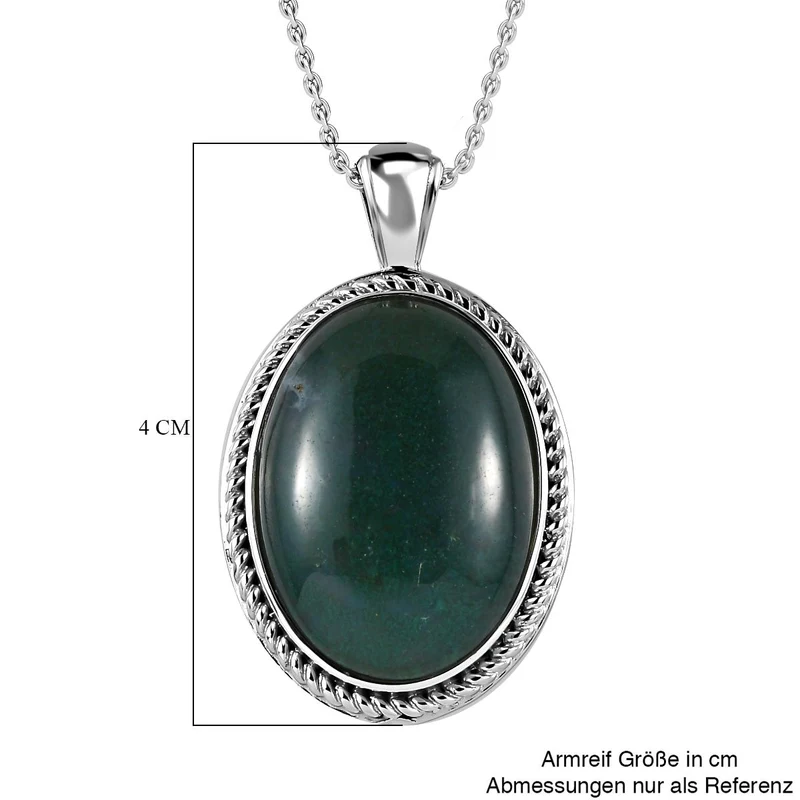Grüner Onyx Anhänger mit Kette, Edelstahl, ca. 22.67 ct