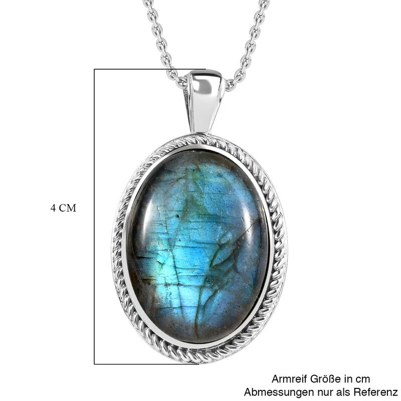 Grüner Onyx Anhänger mit Kette, Edelstahl, ca. 22.67 ct