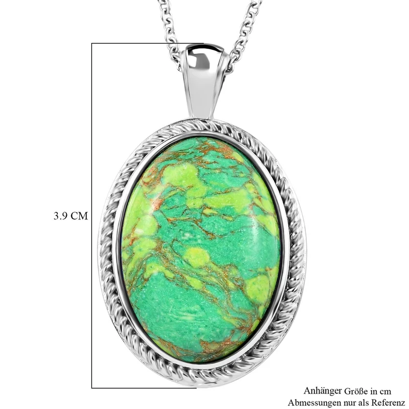 Grüner Onyx Anhänger mit Kette, Edelstahl, ca. 22.67 ct