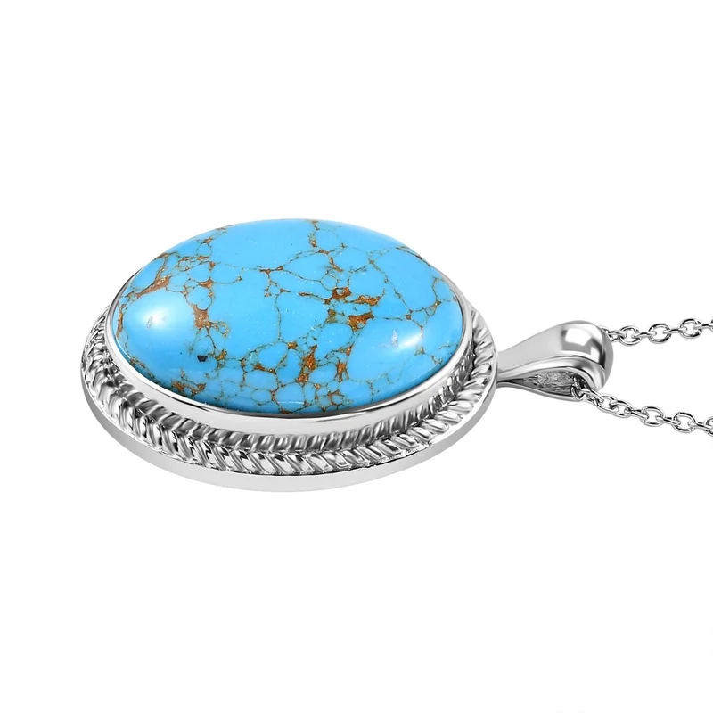Grüner Onyx Anhänger mit Kette, Edelstahl, ca. 22.67 ct