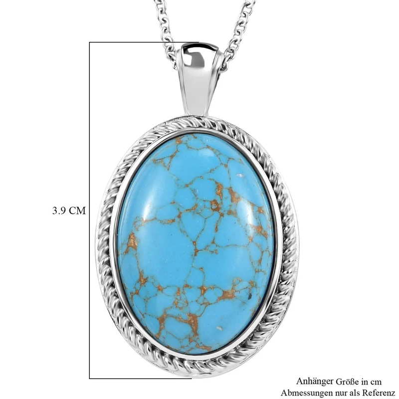 Grüner Onyx Anhänger mit Kette, Edelstahl, ca. 22.67 ct