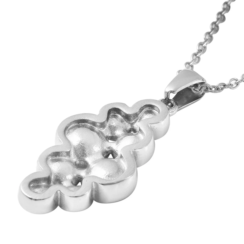 2er- Set weißer Kristall-Ring und Anhänger mit Kette, ca. 50 cm, Edelstahl