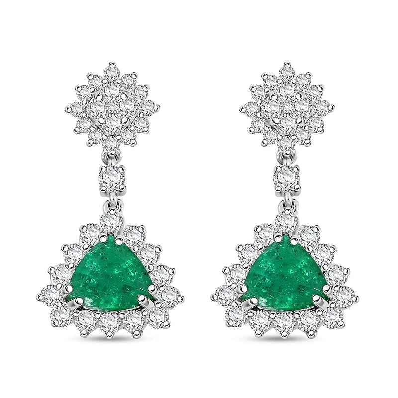 Rhapsody AAAA Brasilianischer Smaragd, Weißer Diamant Ohrringe 950 Platin ca. 4,05 ct.