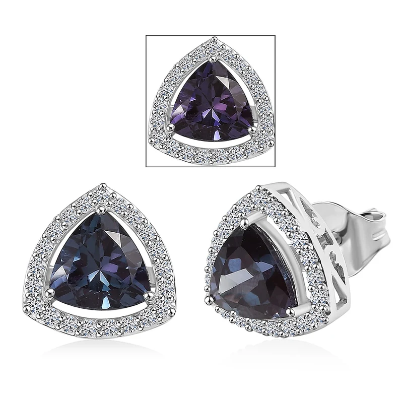 LUXURIANT(8-13 Werktage Lieferzeit) 3,72 ct. AAA Labor Alexandrit und Labor Diamant Ohrringe in 417 Weißgold