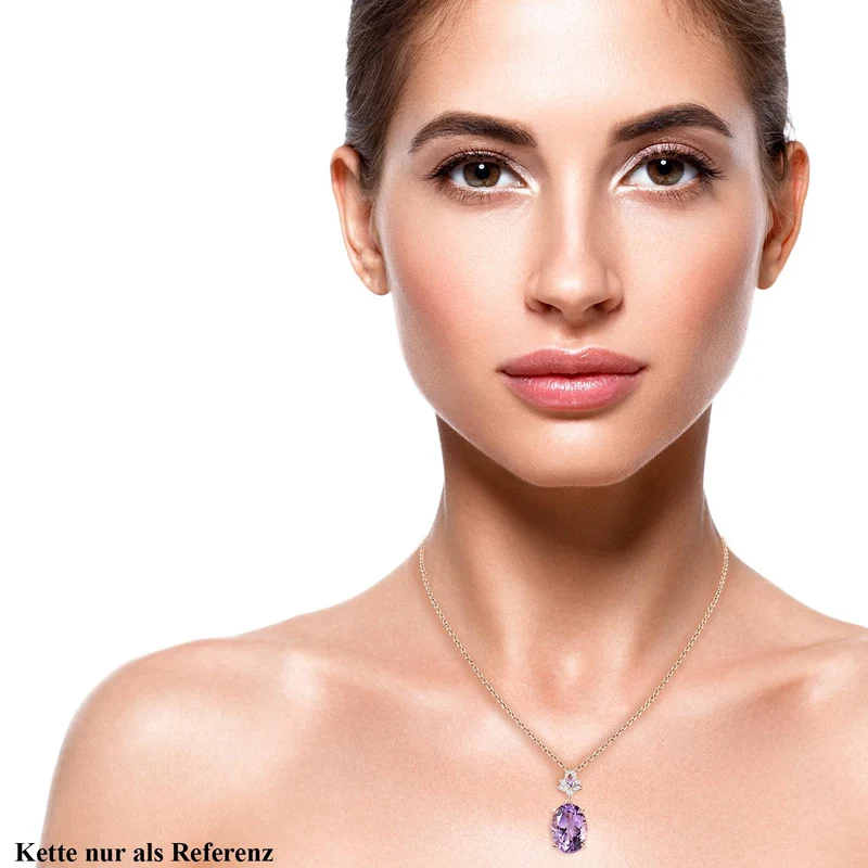 Rose De France Amethyst-Anhänger mit Kette, 925 Silber rosévergoldet ca. 11,68 ct