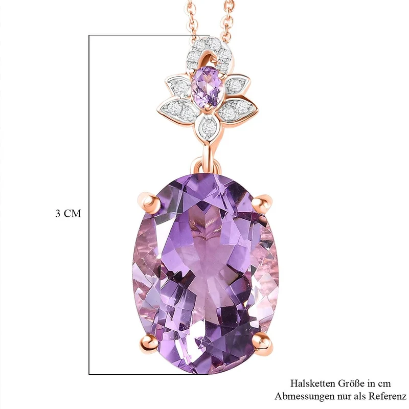 Rose De France Amethyst-Anhänger mit Kette, 925 Silber rosévergoldet ca. 11,68 ct