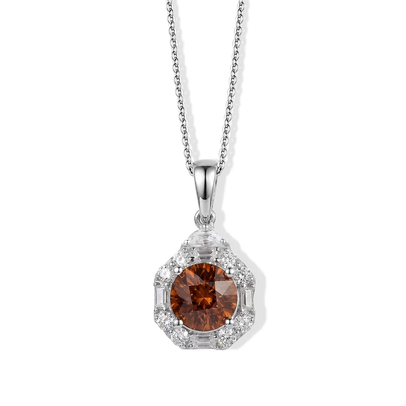 D'Joy AA Roter Zirkon, Moissanit Schmuckset (8-13 Werktage Lieferzeit) ca. 45 cm 925 Silber Rhodiniert ca. 2,11 ct.