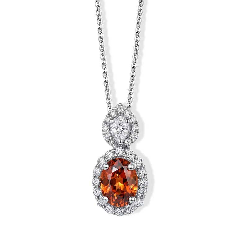 D'Joy AA Roter Zirkon, Moissanit Schmuckset (8-13 Werktage Lieferzeit) ca. 45 cm 925 Silber Rhodiniert ca. 1,99 ct.
