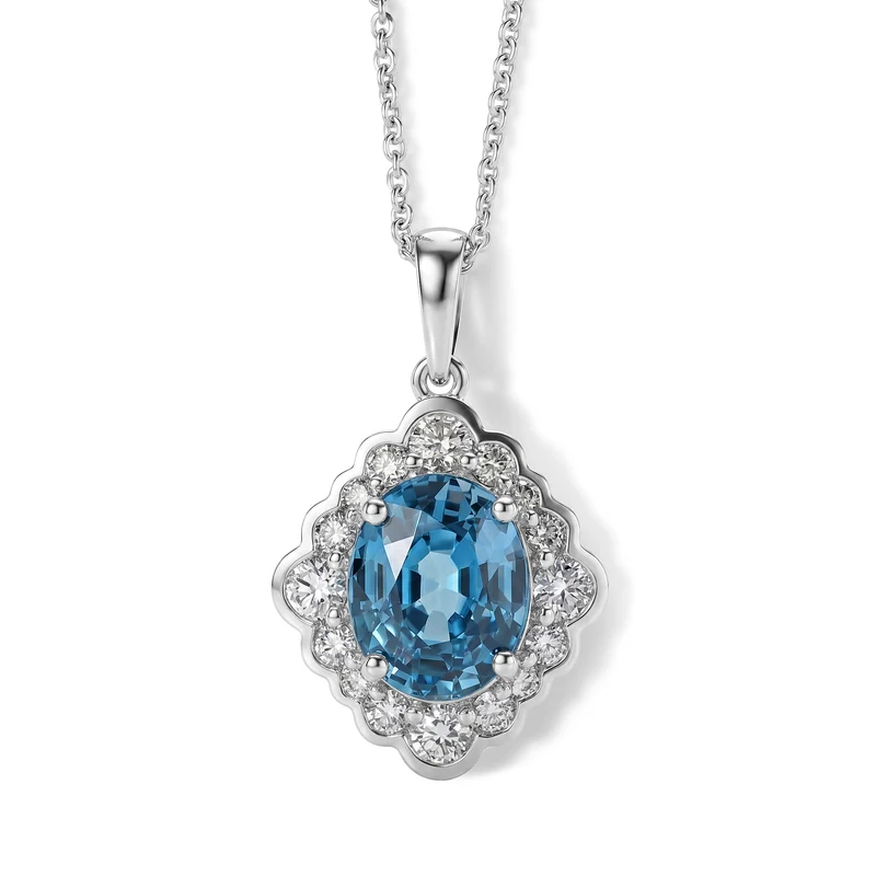 LUXURIANT DIAMOND - AAA Blauer Zirkon, Lab Grown Diamant Schmuckset (8-13 Werktage Lieferzeit) ca. 50 cm ca. 4,43 ct.