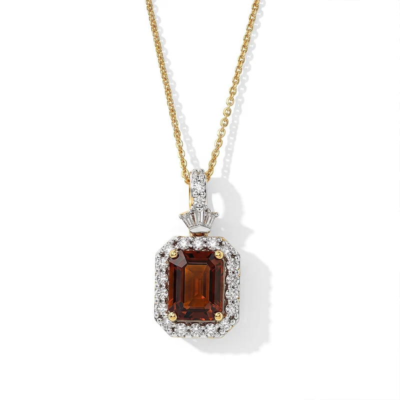 D'Joy AAA Honig Granat, Moissanit Schmuckset (8-13 Werktage Lieferzeit) ca. 45 cm 925 Silber 750 Gelbgold vermeil ca. 3,03 ct.