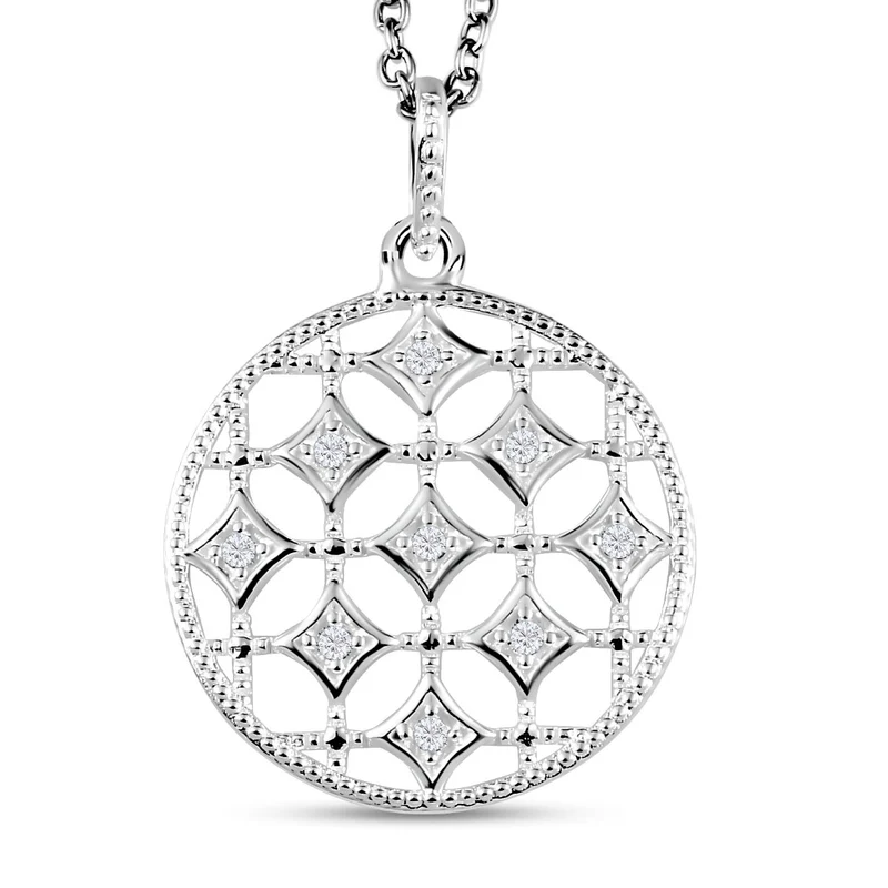 Zirkonia Anhänger mit Kette, 925 Silber und Edelstahl Kette