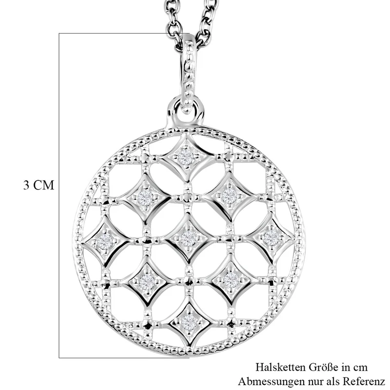 Zirkonia Anhänger mit Kette, 925 Silber und Edelstahl Kette
