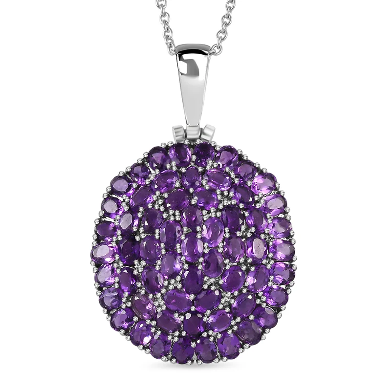 Afrikanischer Amethyst Anhänger mit Kette, Edelstahl ca. 9.44 ct