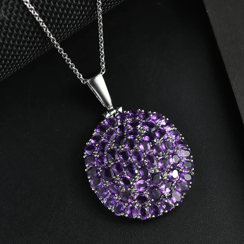 Afrikanischer Amethyst Anhänger mit Kette, Edelstahl ca. 9.44 ct