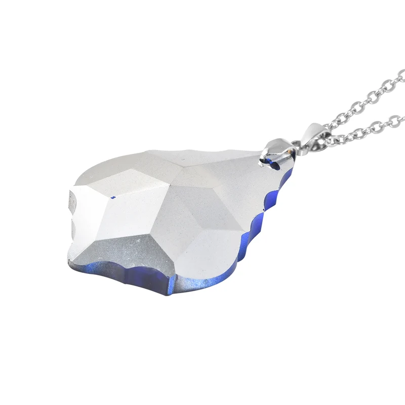 Blauer Kristall-Anhänger mit Kette, ca. 60 cm, Edelstahl