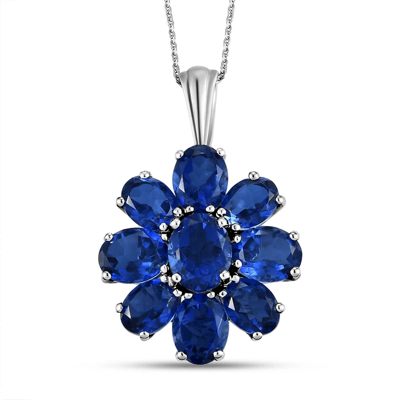 Ceylon Farbe Quarz-Anhänger mit Kette, 925 Silber platiniert ca. 17.04 ct