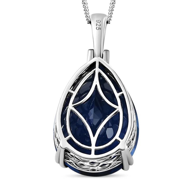 Smaragd-Triplett-Quarz-Anhänger mit Kette, 925 Silber platiniert ca. 50.56 ct