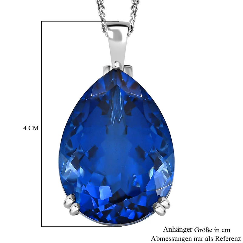 Smaragd-Triplett-Quarz-Anhänger mit Kette, 925 Silber platiniert ca. 50.56 ct