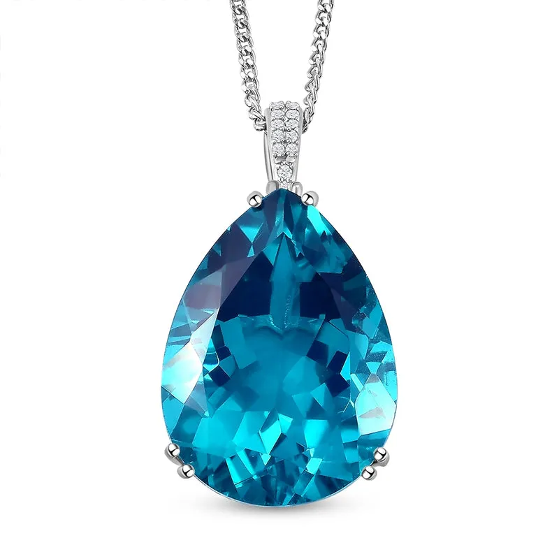 Smaragd-Triplett-Quarz-Anhänger mit Kette, 925 Silber platiniert ca. 50.56 ct