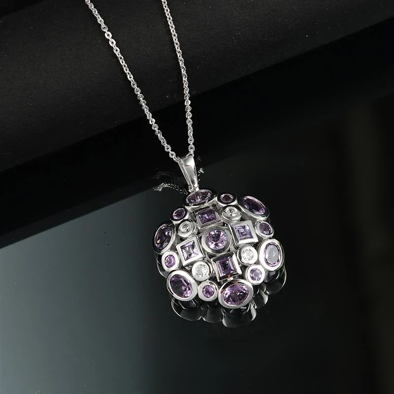 AA Rose De France Amethyst Schmuckset 925 Silber platiniert ca. 2,91 ct.