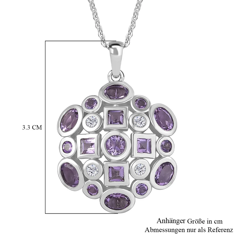 AA Rose De France Amethyst Schmuckset 925 Silber platiniert ca. 2,91 ct.
