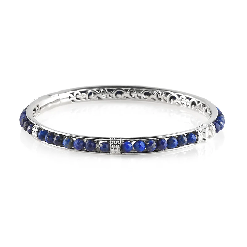 Lapislazuli-Armreif, 19 cm, Messing platiniert ca. 22,22 ct