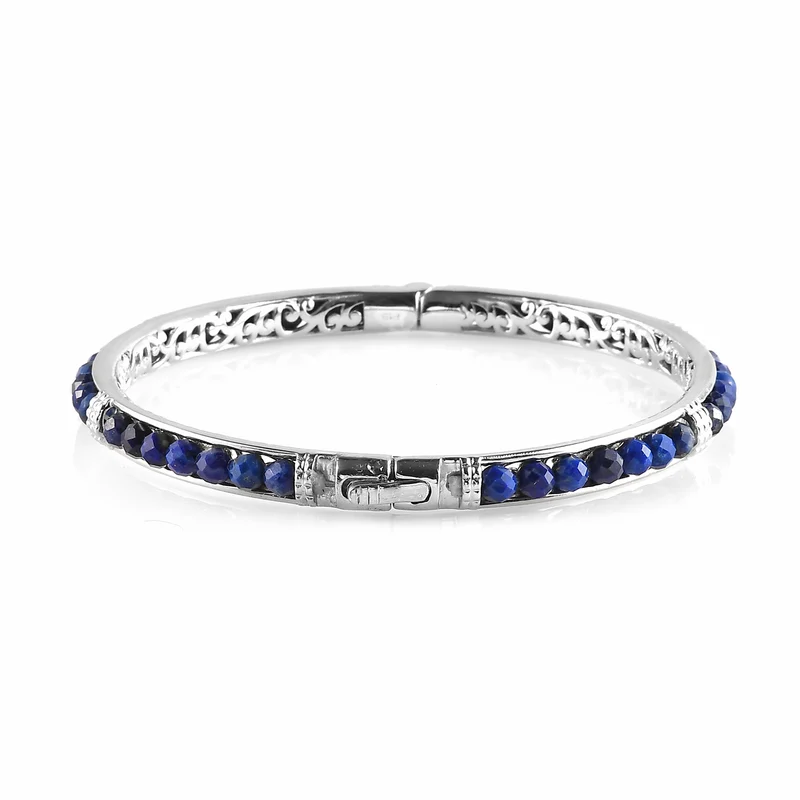 Lapislazuli-Armreif, 19 cm, Messing platiniert ca. 22,22 ct
