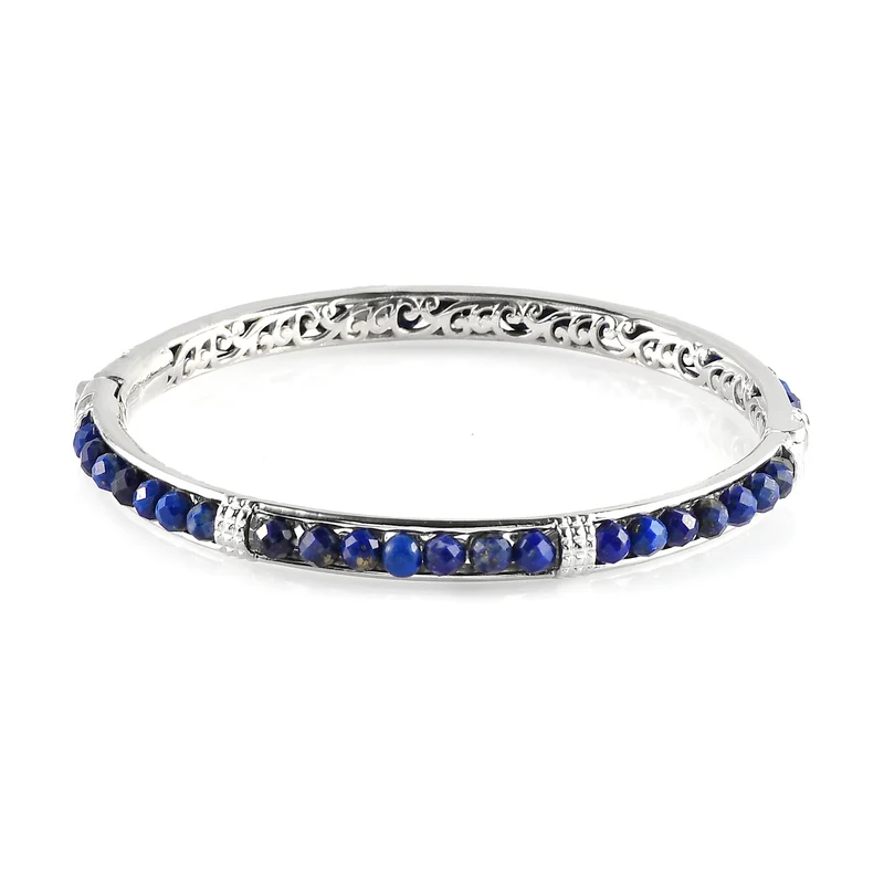 Lapislazuli-Armreif, 19 cm, Messing platiniert ca. 22,22 ct