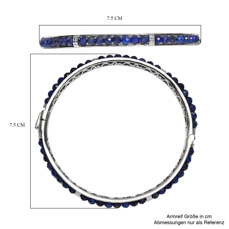 Lapislazuli-Armreif, 19 cm, Messing platiniert ca. 22,22 ct