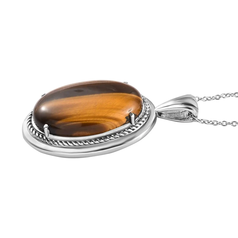 Tigerauge Schmuckset Edelstahl ca. 33.24 ct