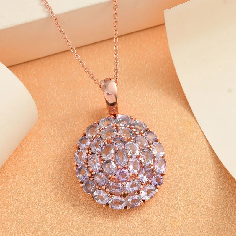 Afrikanischer Amethyst, Anhänger mit Kette, Edelstahl, ca. 10.82 ct