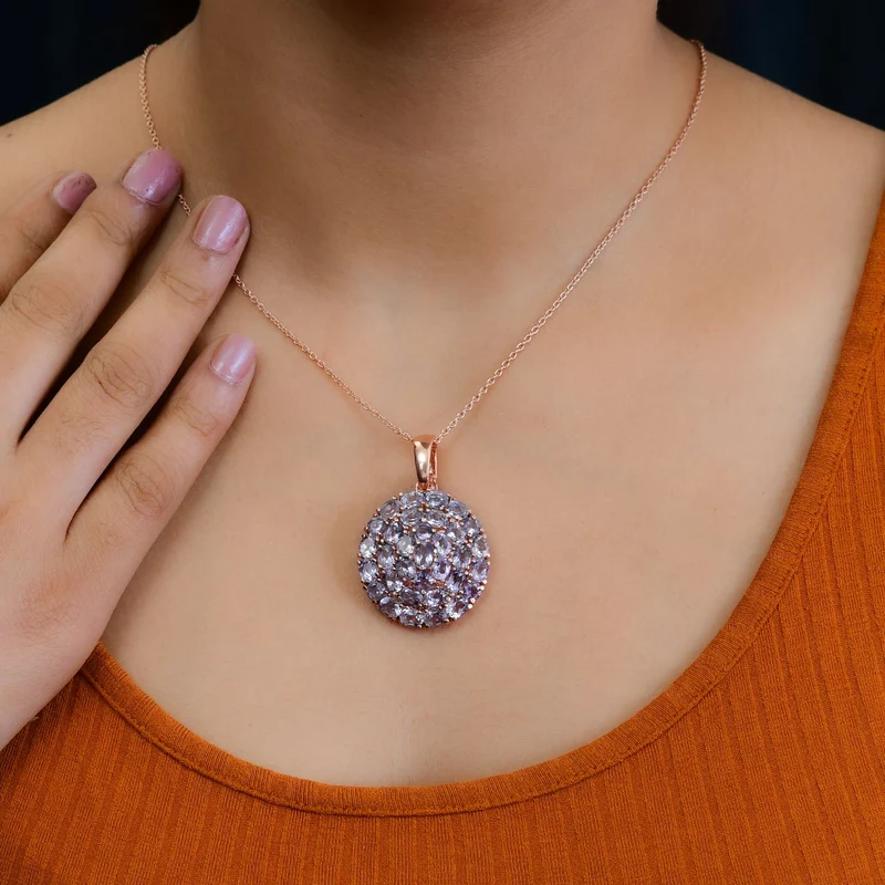 Afrikanischer Amethyst, Anhänger mit Kette, Edelstahl, ca. 10.82 ct
