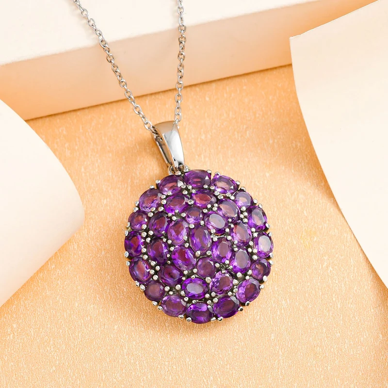 Afrikanischer Amethyst, Anhänger mit Kette, Edelstahl, ca. 10.82 ct