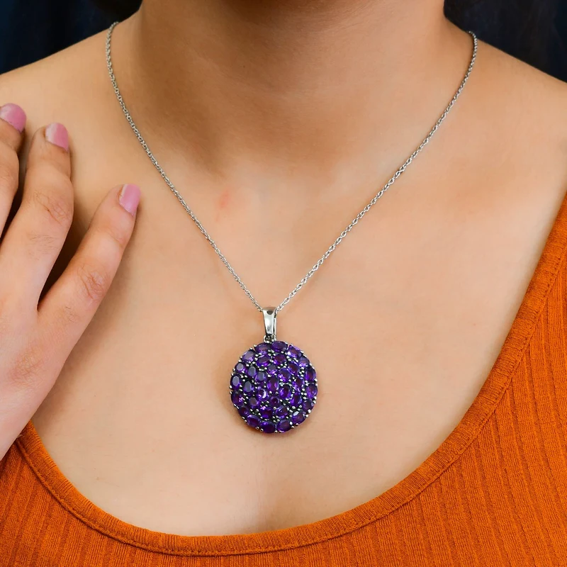 Afrikanischer Amethyst, Anhänger mit Kette, Edelstahl, ca. 10.82 ct