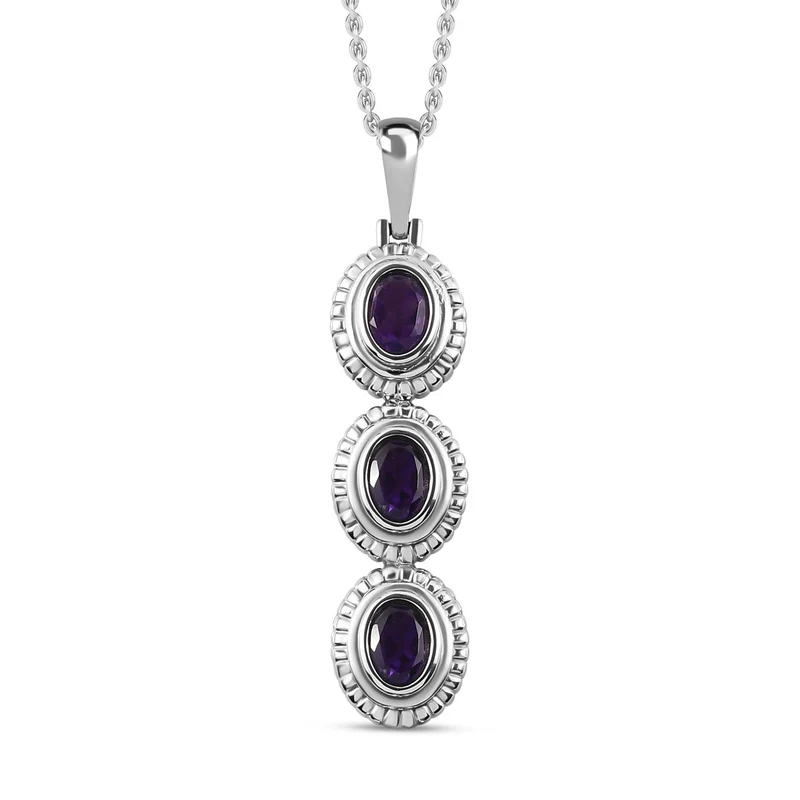 Afrikanischer Amethyst Anhänger mit Kette, Edelstahl, ca. 2.25 ct