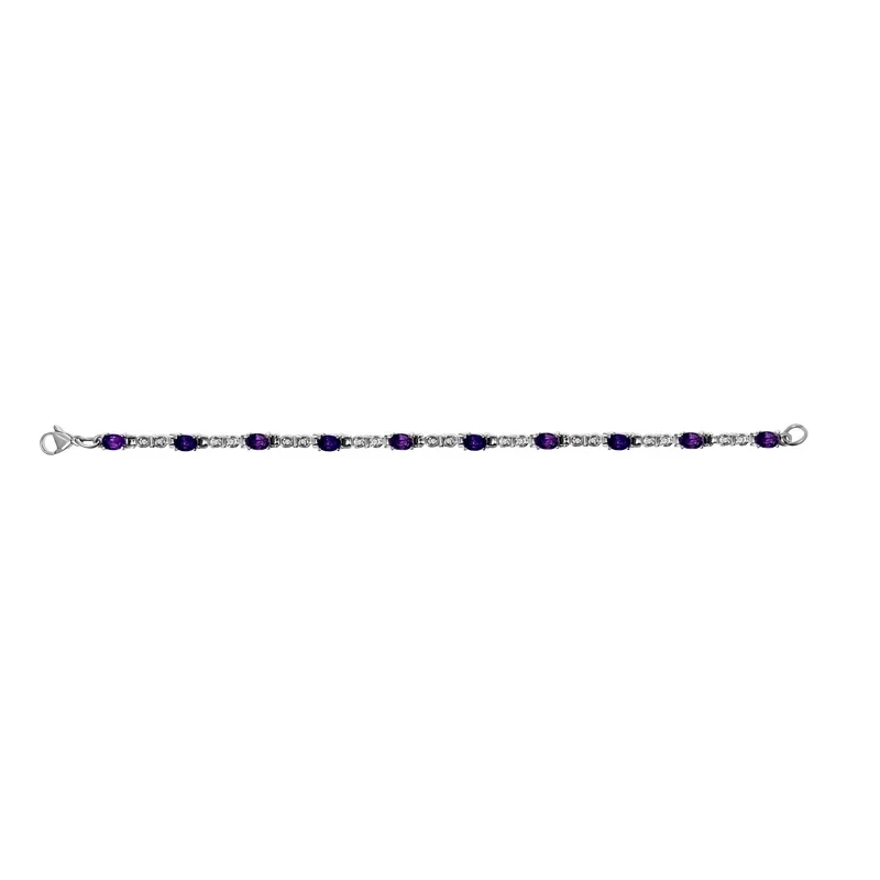 3er Set, afrikanische Amethyst Ohrringe, Armband, Anhänger mit Kette, Edelstahl, ca. 7.28 ct