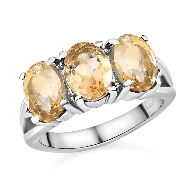 Citrin Ring und Anhänger, Edelstahl ca. 7,36 ct