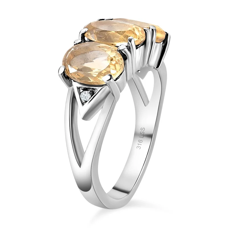Citrin Ring und Anhänger, Edelstahl ca. 7,36 ct