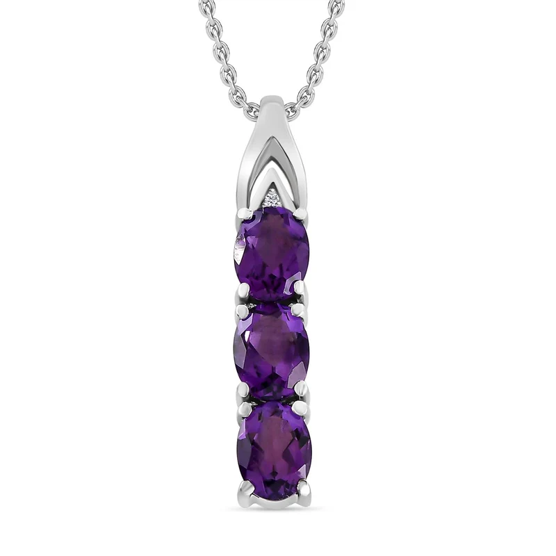 2er Set - Afrikanischer Amethyst Ring und Anhänger, Edelstahl ca. 7.00 ct