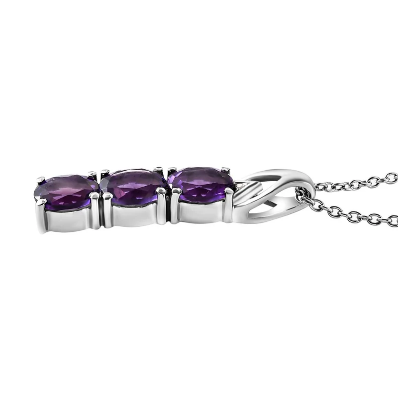 2er Set - Afrikanischer Amethyst Ring und Anhänger, Edelstahl ca. 7.00 ct